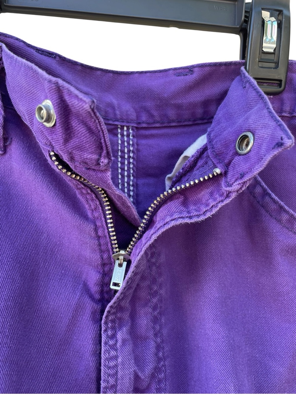 Vintage Rustler High-Rise Purple Denim Carpenter Shorts Cutoffs Sz 7 - Picture 7 of 9